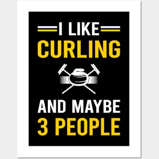 3 People Curling Posters and Art